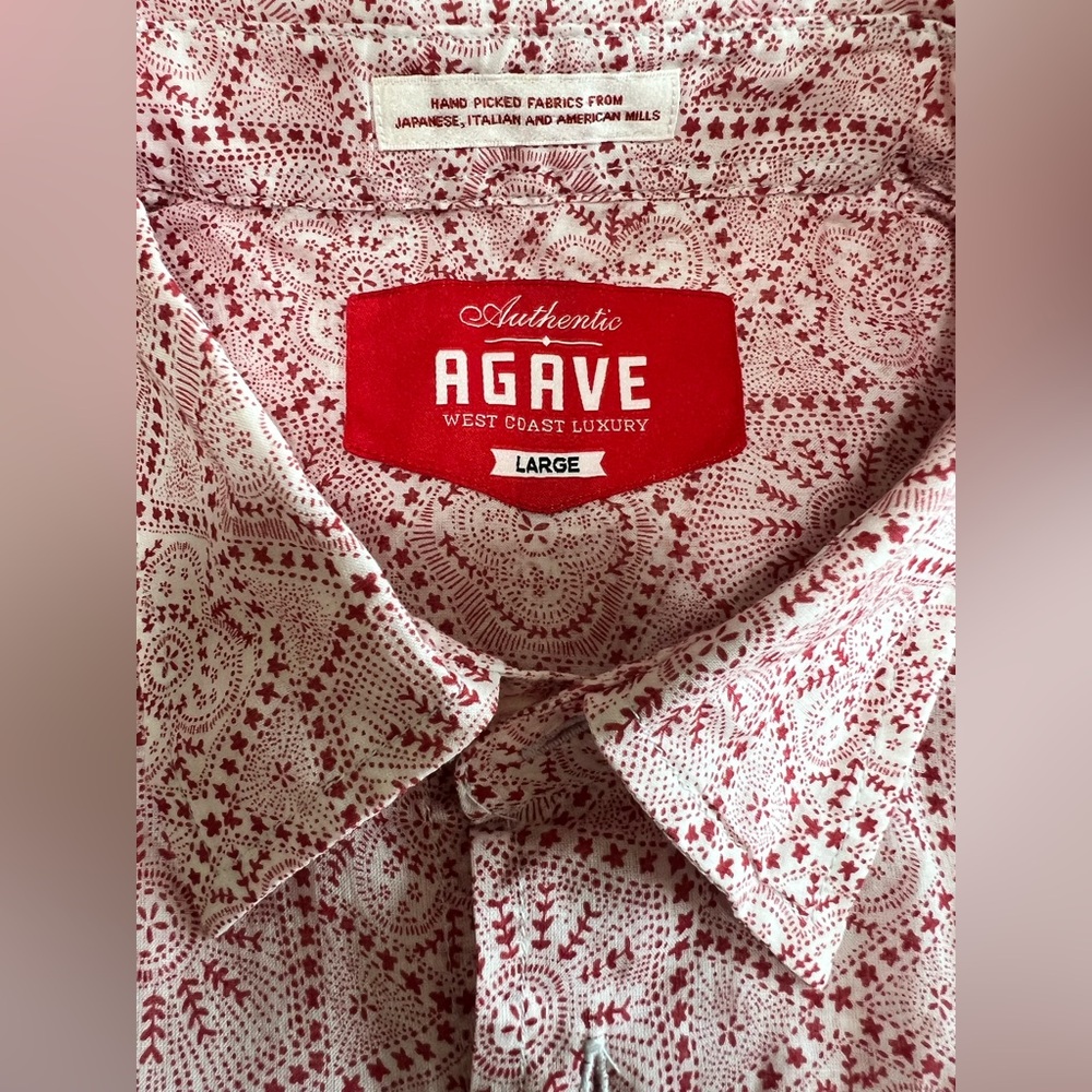 Agave Red Patterned Casual Button Down Shirt - image 5